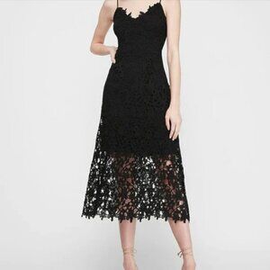 Express Floral Lace Overlay Midi Dress Cocktail Wedding XS